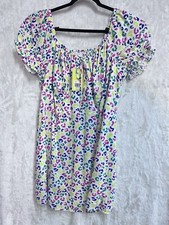 Size 2X Summer Dress White With Colors Babydoll Waist Rayon
