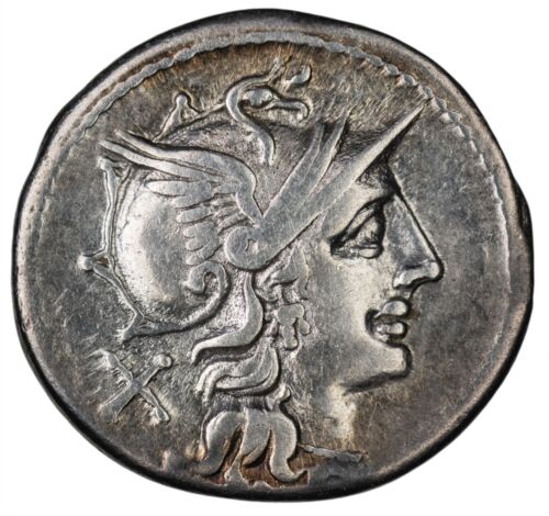 Roman Republic. M. Atilius Saranus, 155 BC, AR Denarius, 3.97 gr., 19 mm - Picture 1 of 3