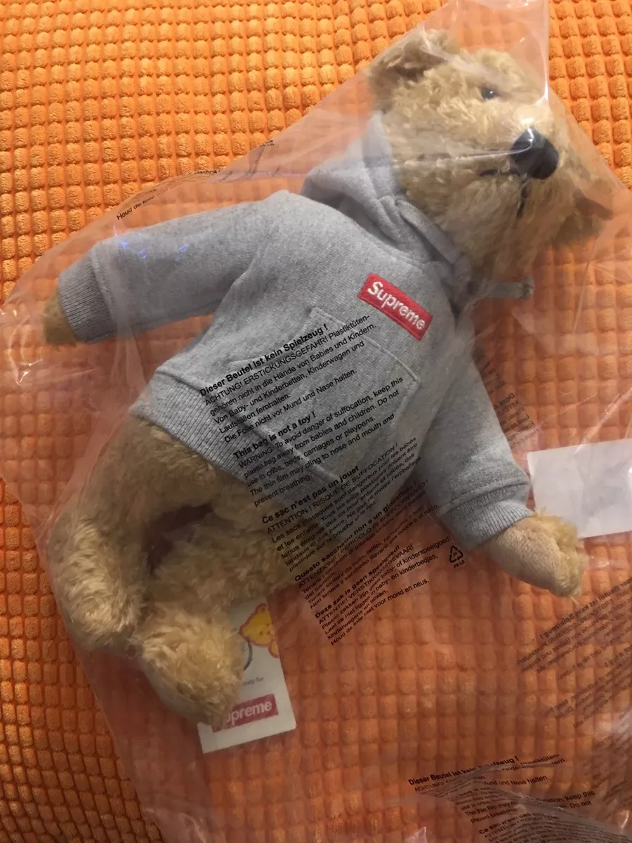 Supreme Steiff Teddy Bear With Gray Box Logo Hoodie