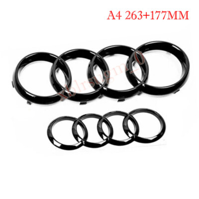 Für Audi A4 2004-2006 Car Emblem Ringe V+H Kühlergrill 263mm+177MM Auto NEW