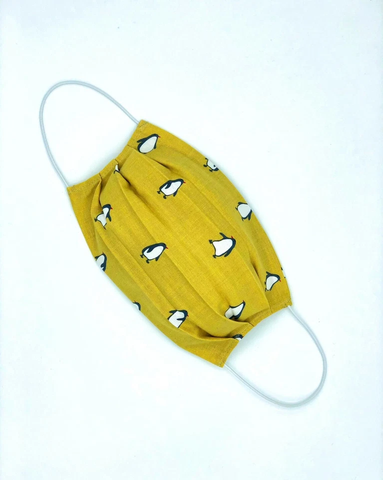 Happy Feet Cotton Face Mask Filter Pockets Washable Handmade Penguins Bird - Image 3 of 4