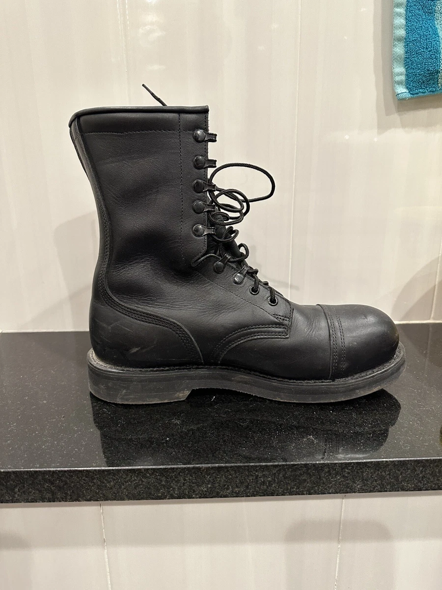 Addison Shoe Company Mens Military Combat Boots Leather Black Steel Toe Size 10D