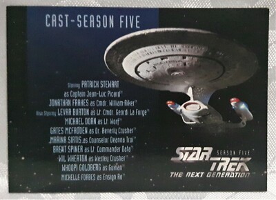 SKYBOX STAR TREK THE NEXT GENERATION SEASON 5 TRADING CARD NUMBER 510 CAST LIST