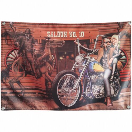 Cowboy and Motorcycle Rider Banner Posters and Prints Wall Hanging Flag Painting - Picture 1 of 5