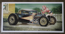 Signed Keith WEESNER poster print vtg 1930 1931 Ford Hot Rod coupe oop Cad V8 