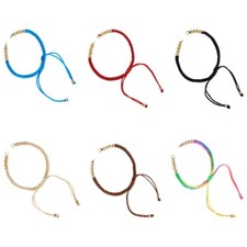 12x Nylon Cord Braided Bead Bracelets Making with Brass Beads 10-1/4 11-5/8 inch