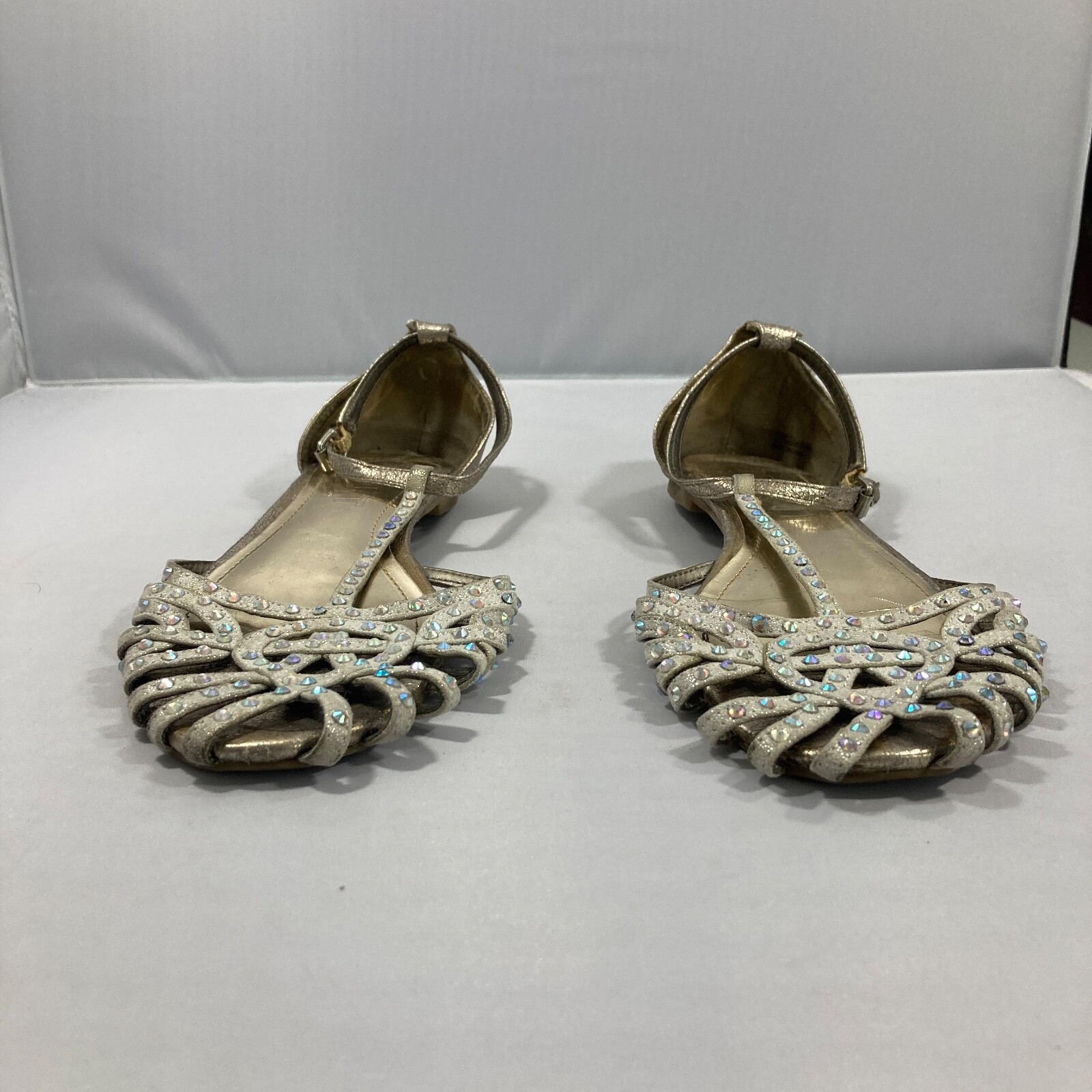 Report Womens Sandals Size 8.5 Silver Rhinestones Glitter Felecia Flats eBay