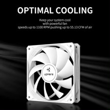 3 Pack - 120mm Computer Case Fan - uphere Computer Cooling Fan  WHITE COLOR 