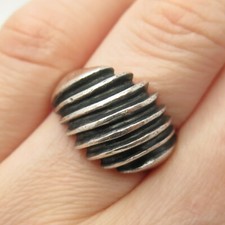 925 Sterling Silver Vintage Mexico Ribbed Ring Size 7 1/4