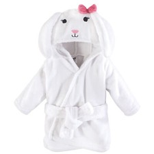 Hudson Baby Infant Plush Animal Face Bathrobe, Bunny, 0-9 Months
