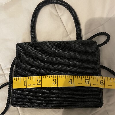 Sac à Main Soirée TALBOTS Noir Avec Poignée Perles - Occasion - Taille Petit - Style épaule