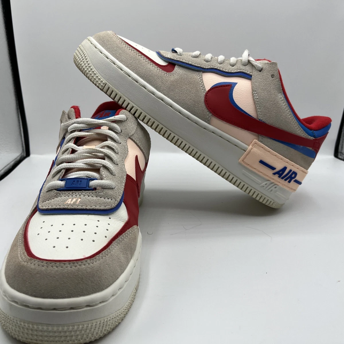 NIKE AIR FORCE 1 CU8591-100 SHADOW SAIL WHITE RED BLUE WOMENS SIZE 10 | eBay