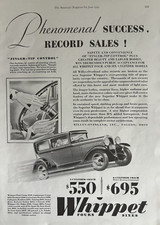 1929 Willys Overland Whippet Automobile Fours Sixes Coach Sales Vintage Print Ad