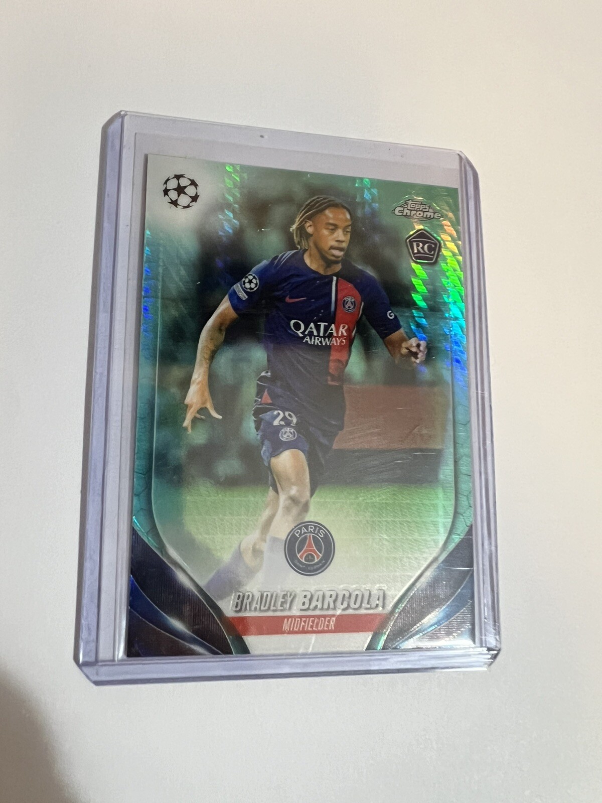 2023-24 Topps Chrome UEFA Bradley Barcola Aqua Prism Refractor 69