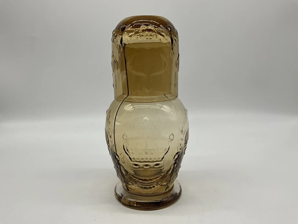 Jarra de agua retro de vidrio con corona fría para cabecera con vaso de vidrio Foto 4 de 4