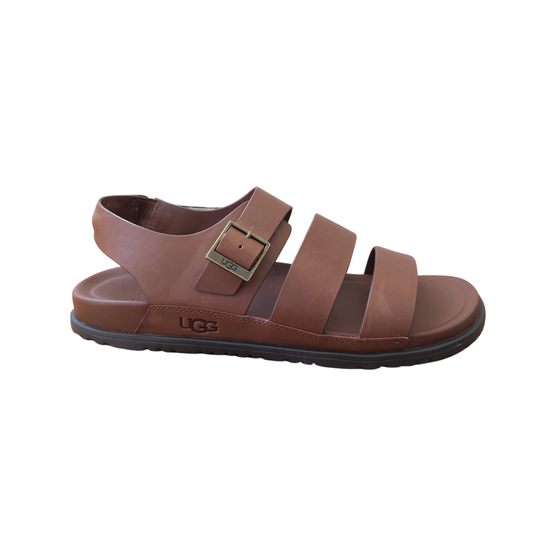 UGG Men's Wainscott Fisherman Sandals Cognac Brown Leather