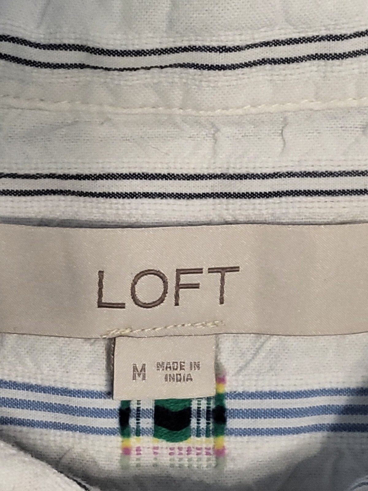 Loft Pinstripe Women's Mini Patchwork Button Up L… - image 8