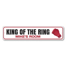 Boxing Sign, Personalized King Of The Ring Sign, Custom Kid Name - Aluminum