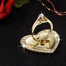 Universal 360 Rotating Finger Ring Stand Holder For All Cell Phone - GOLD HEART