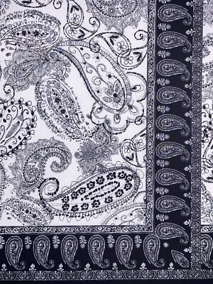 2M Stretch schwarz Blumen Paisley Skizze Panel Druck Schneiderei Jersey Stoff