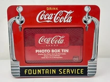Vintage Coca Cola Collectable Photo Box Tin Storage Canister 8” X 6-1/2” X 2”