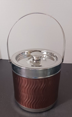 Stainless Steel Ice Bucket W/ Handle & Lid  6.5'' Tall ~ Made in India