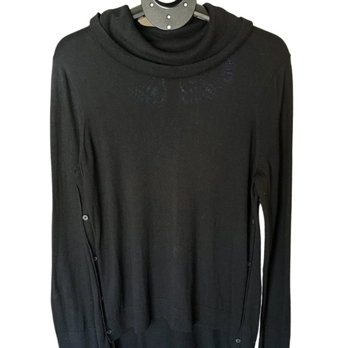 Side neck button sweater top