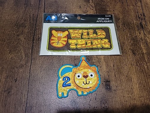 Iron On Patch, Wild Thing, Little Boy #2 Lion Tiger Birthday TWO Year Old  - Picture 1 of 6