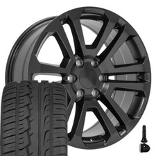 20 Inch Satin Black 4741 Rims 27555r20 Tires Tpms Set Fits Sierra Yukon