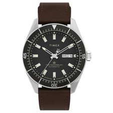 Timex Waterbury Dive Automatic 40mm Stainless Steel Case Leather Watch TW2V24800