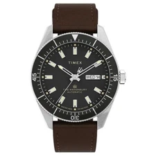 Timex Waterbury Dive Automatic 40mm Stainless Steel Case Leather Watch TW2V24800
