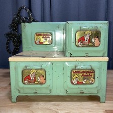 Vintage Little Orphan Annie Electric Play Stove Green Oven Pressed Steel