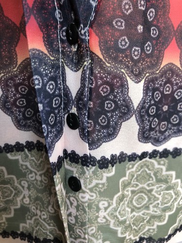 Blusa túnica Katies talla 10 mujer transparente estampado tribal bohemio multicolor - Imagen 3 de 7