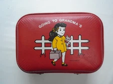 Vintage 50s 60s Suitcase Trojan Luggage Company Retro Kids Going to Grandmas Red