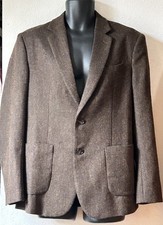 PJ Paul Jones Herringbone Wool Blend Sport Coat Brown Mens L Academic Preppy