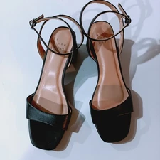 A New Day Black Block Heel Ankle Strap Sandals Size 8 Chunky Heels NWT