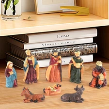 Nativity Scene Statue 8X Resin Christmas Statues Decorative Sculpture safety