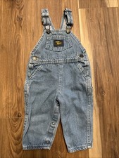 OSHKOSH B'gosh Overalls Size 12 Month VINTAGE 90s Long Pants Light Wash Denim