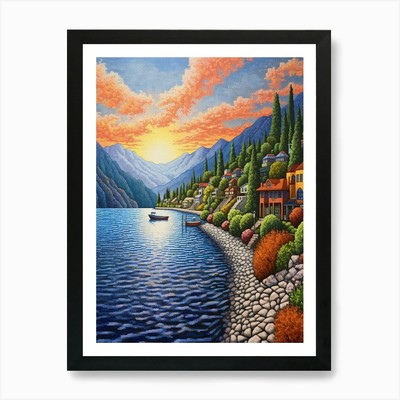 Lake Chelan Washington Pointillismus gerahmtes Wandbild Poster Leinwanddruck Bild