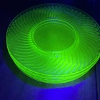 Anchor Hocking 6 Green Uranium Glass Swirl Depression Salad/Lunch Plates Vintage