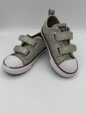 Converse Chuck Taylor All Star 2V Ox Toddler's Silver GlitterSneakers Size 8
