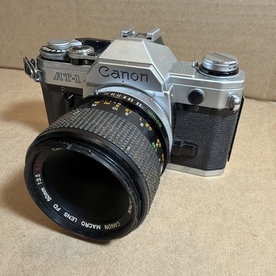 Canon AT-1 35mm SLR Film Camera w/ Canon FD 50mm f/3.5 S.S.C. Macro Lens - WORKS