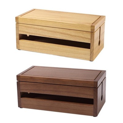 Cable Tidy Box Cable Management Box Wooden Cord Organizer Case Hide for Power