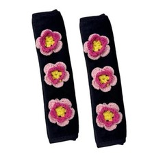 2-Pack Seat Belt Covers, Crochet Flower Design, Cute Plush Comfortable pink