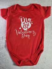 My 1st Valentine's Day-6/9 Comfy Baby Romper - Short Sleeve, Letter Print Red