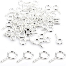 400Pcs 10 X 5 Mm Small Screw Eye Pins, Eye Pins Hooks, Eye Screw Hooks, Threaded