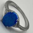 Vintage style sterling silver 925 and fire opal/clear stone ring band size R 1/2