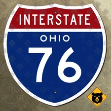 Ohio Interstate 76 highway route sign 1957 Akron Youngstown turnpike 18x18