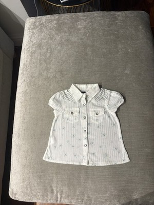 Ralph Lauren Baby Mädchen Hemd 9 Monate blau weiß geblümt  