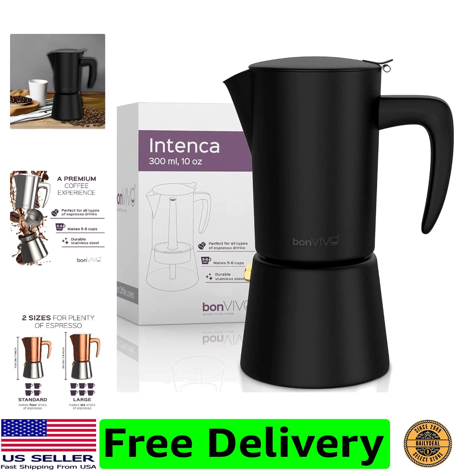 - Luxurious, Stainless Steel Italian Coffee M...